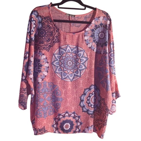 Beyond Capri Made in Italy 100% Cotton Gauze Dusty Rose Tunic Women's One Size - Picture 2 of 6